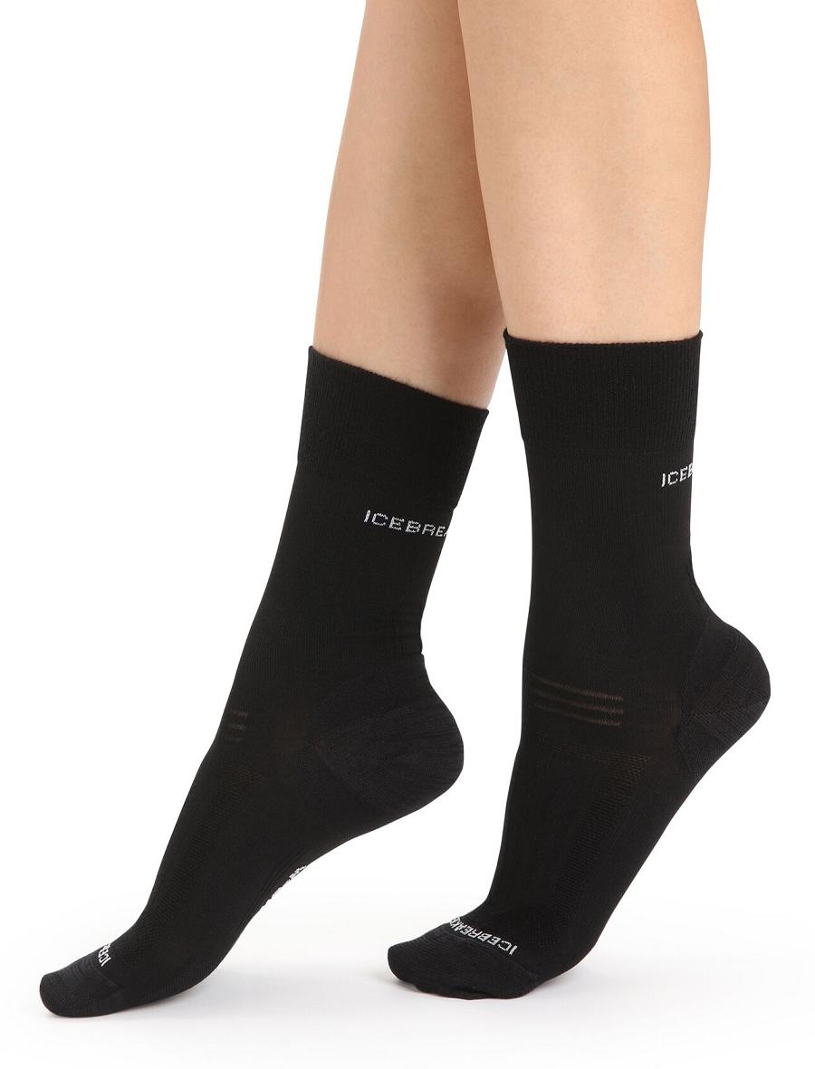 Black Icebreaker Merino Hike Liner Crew Women\'s Socks | AU 1413UZGT